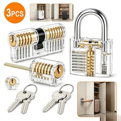 3PC Clear Acrylic Practice Lock Transparent Cutaway Pin Tumbler Training Set