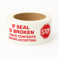 1 Roll 2″x110yd STOP If Seal Broken Tape Red/White Security Packing Tape