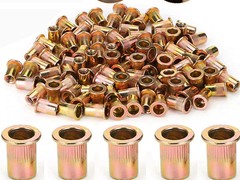 100 Pcs RIVET NUT Flat Head Threaded Insert 1/4-20 UNC Carbon Steel Nutsert SAE