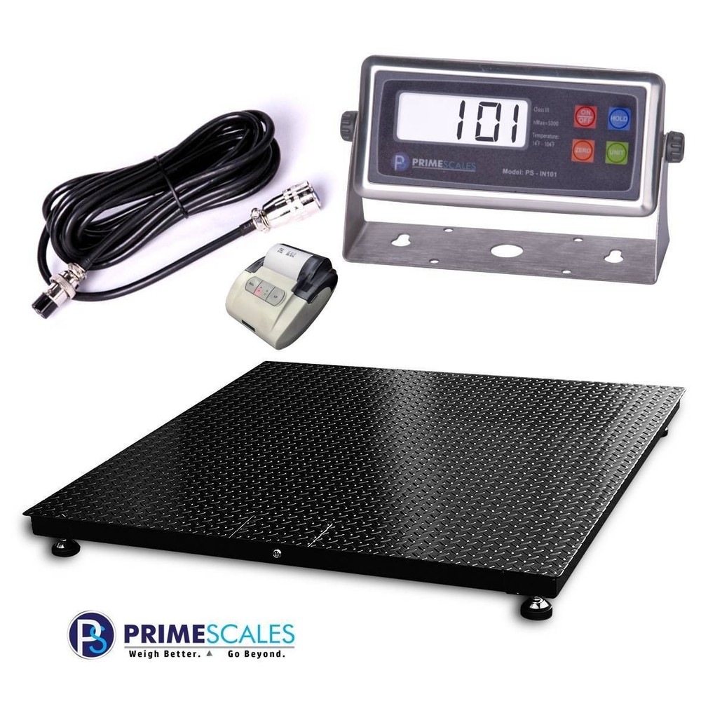 4×4 Floor Scale 48″x48″ Indicator Printer 5,000 lb x 1 lb 5 Year Warranty