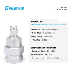 N Male to SMA Male Adapter, DC – 18GHz