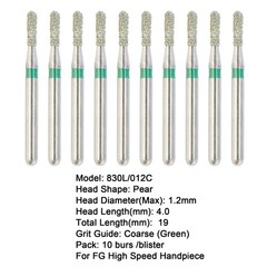 Dental Diamond Burs Pear Shape FG High Speed Bur 830 830L Friction Grip Coarse