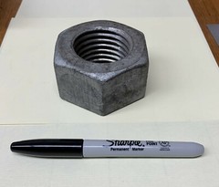 (1) 2”-4 1/2 Hex Nuts Grade 2 Hot Dip Galvanized fits all 2″-4.5 bolts Large