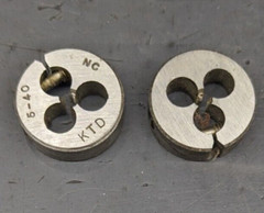 2 Kromhard Round Dies 5-40 NC 13/16″ OD Screw Adjustable Die Carbon Steel CS USA