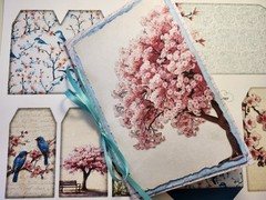 Junk Journal Booklet “CHERRY BLOSSOM” HANDMADE Pink Spring Florals 9X6 40pgs