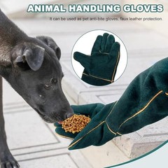 Animal Handling Gloves Leather Padding Dog Cat Scratch Protection Grabbing Glove