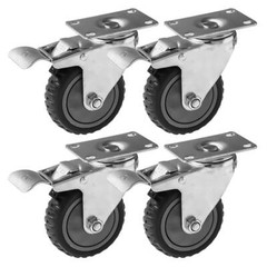 4 Pack 4″ Grey w/ Brake Caster Wheel Rought All Terrain Outdoor Outside Casters