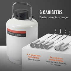 VEVOR Liquid Nitrogen Tank 10 L Aluminum Alloy LN2 Container Dewar 6 Canisters