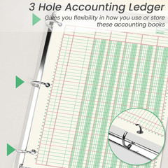 2 Pads 100 Sheets Columnar Analysis Pad 3 Hole Punch Accounting Ledger Book 8-1/