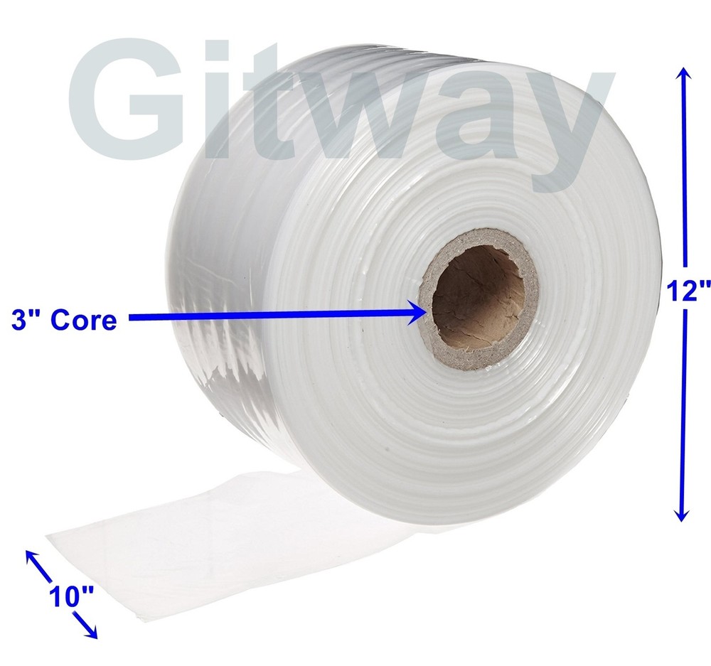 10″ x 2150′ Clear Poly Tubing Tube Plastic Bag Polybags Custom Bags on Roll 2ML