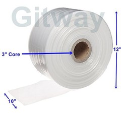 10″ x 2150′ Clear Poly Tubing Tube Plastic Bag Polybags Custom Bags on Roll 2ML
