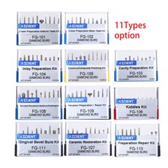 14 Type AZDENT Dental Diamond Burs Drills Kit FG101-114 for High Speed Handpiece
