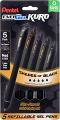 EnerGel Kuro Retractable Liquid Gel Pen, Shades of Black, 0.7mm tip, Assorted…