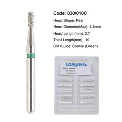 Dental Diamond Burs FG Pear 330 Bur Friction Grip High Speed 830/010 830L/008M