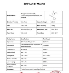 Phenylpiracetam Powder, Purity 99.9% min, USP Grade, CAS# 77472-71-0