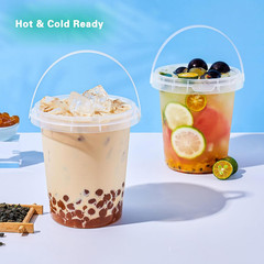 34Oz Disposable Plastic Cups with Lids and Straws – 10 Pack for Beverages
