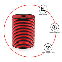 10 Gauge Wire 100FT, 2 Conductors Electrical Wire Red Black Cable, Flexible/
