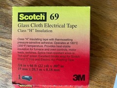3M Scotch 69 Glass Cloth Electrical Tape Class H 200℃ Insulation 3/4″x66ft 19MM