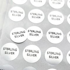 300 pcs “STERLING SILVER” Adhesive Labels – 10mm Round Stickers for Jewelry