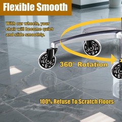 5pcs 3″ Office Chair Wheels Rubber Casters Heavy-Duty Smooth Desk Gaming