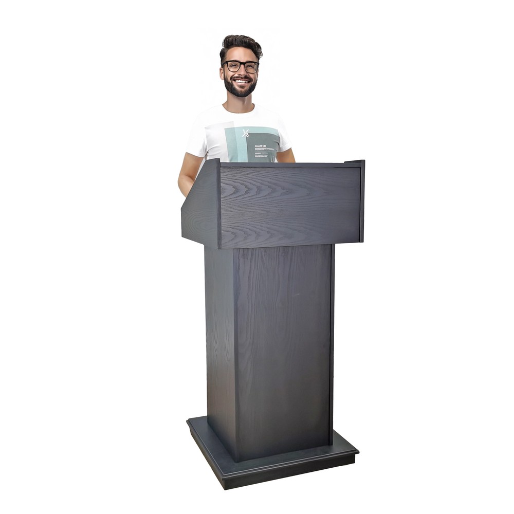 23x22x48″ Black Wood Deluxe Podium Embassy Church Puplit Lectern Hostess Desk