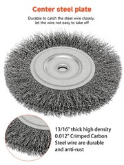 6in Wire Wheel Brush for Bench Grinder, Coarse Crimped Steel Wire 0.012″ with…