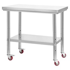 VEVOR Stainless Steel Table 24 x 35.4 in Kitchen Prep Table with Wheels