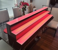 LED Liquor Bottle Display Shelf Acrylic Black 60in 3 Shelves Multi-Color Remote