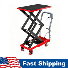 Hydraulic Double Scissor Lift Table Cart 330lbs Capacity 11-50″ Lifting Height