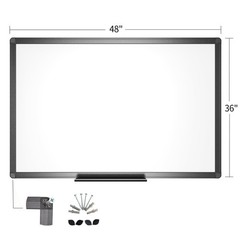 VIZ-PRO Magnetic Dry Erase White Board, 48 X 36 Inches, Black Aluminium Frame