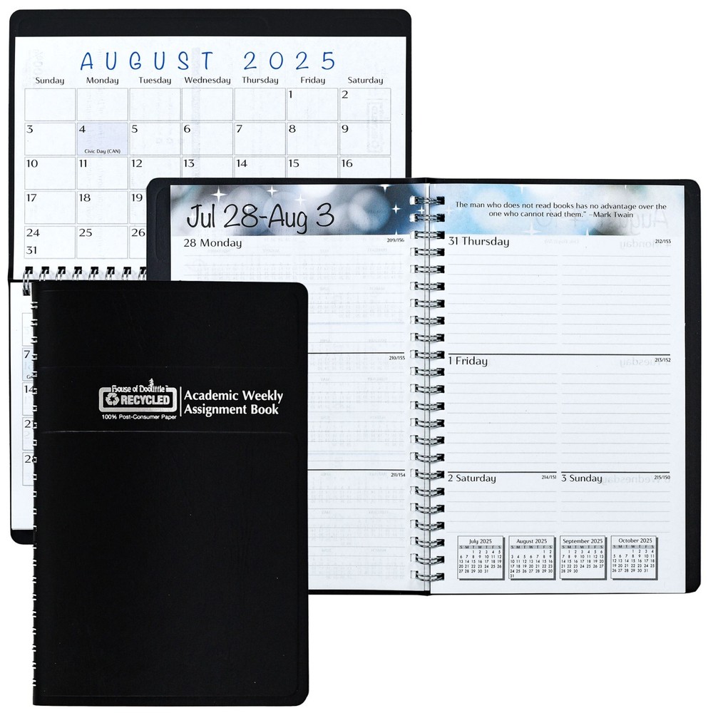 House of Doolittle 275-02 2025-2026 August 2025 Academic Weekly Assignment Book