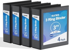 Binders 2 Inch 3 Ring 4 Pack 2″ Classic 4-Color Binder Set 8.5×11 Inches Office