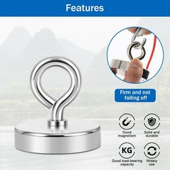 FISHING MAGNET 300 lb 1.7/2” Large Heavy Duty Super Neodymium High Power w/ Hand