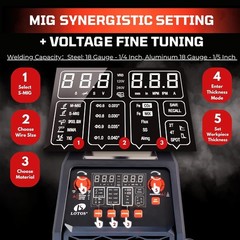 LOTOS MIG180SP MIG Welder with Aluminum Spool Gun, 180A 110/220V, 6 in 1 Gas MIG