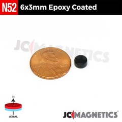 6mm x 3mm N52 Epoxy Coated Super Strong Rare Earth Neodymium Magnet Discs 6x3mm