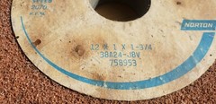 NOS USA MADE NORTON 38A24-J8V GRINDING WHEEL 12″ D × 1″ × 1-3/4″ Arbor 2070 RPM