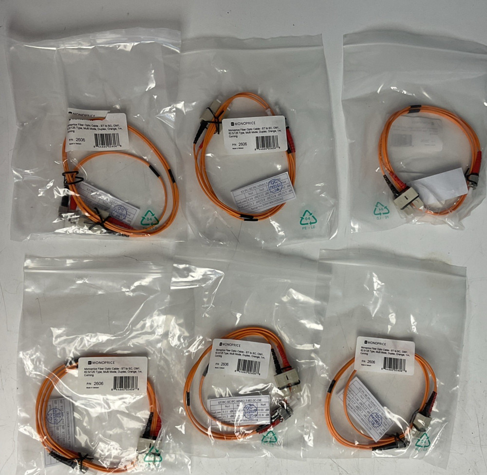 MONOPRICE 2606 FIBER OPTIC CABLE 1M ORANGE OM1 ST-SC****LOTOF6****
