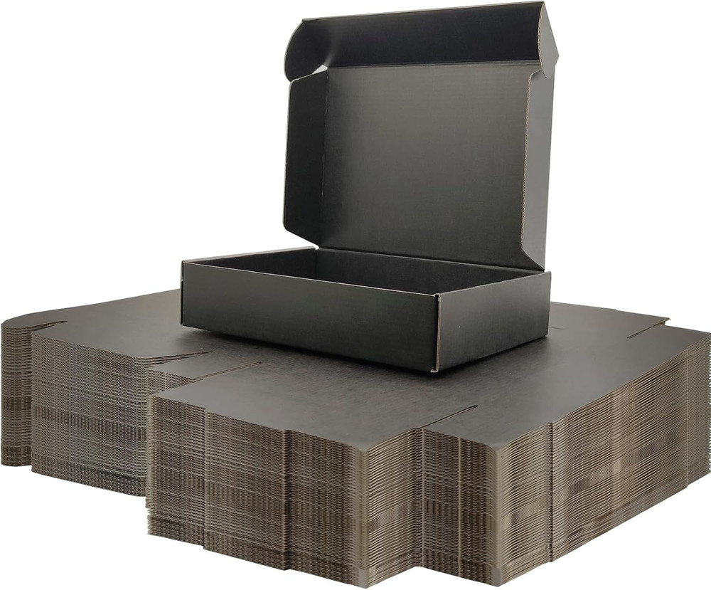 9X6X2 Inches Small Shipping Boxes Set of 50 – Black Mailer Corrugated Cardboard