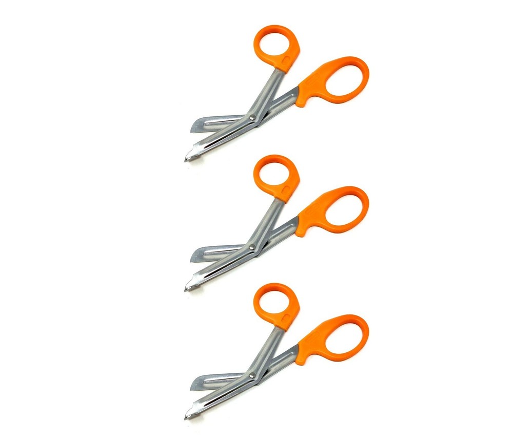 3 New Utility Scissors EMT/EMS Shears 5.5″ (Orange)Bandage Paramedic Supply Eco