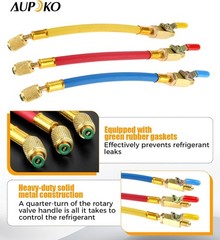 Color-Coded Heavy-Duty Refrigeration Hoses with 1/4″ Ball Valve – 600 Psi Max