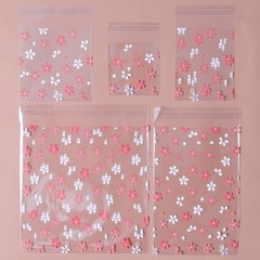 Cherry Blossom Printing Transparent Cellophane Cookie Packaging Bags 100 PCS