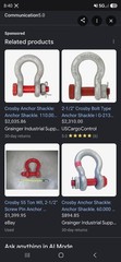 Crosby 55 ton WLL Bolt Type Anchor Shackle Lifting/rigging 55T 2-1/2″