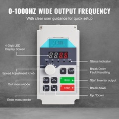 VEVOR 4KW 220V 5HP Variable Frequency Drive Converter VFD Inverter 1 To 3 Phase