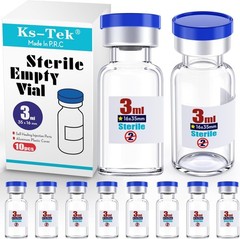 Pack of 10 Sterile 3ml Glass Vials with Injection Port – Ideal for Labs