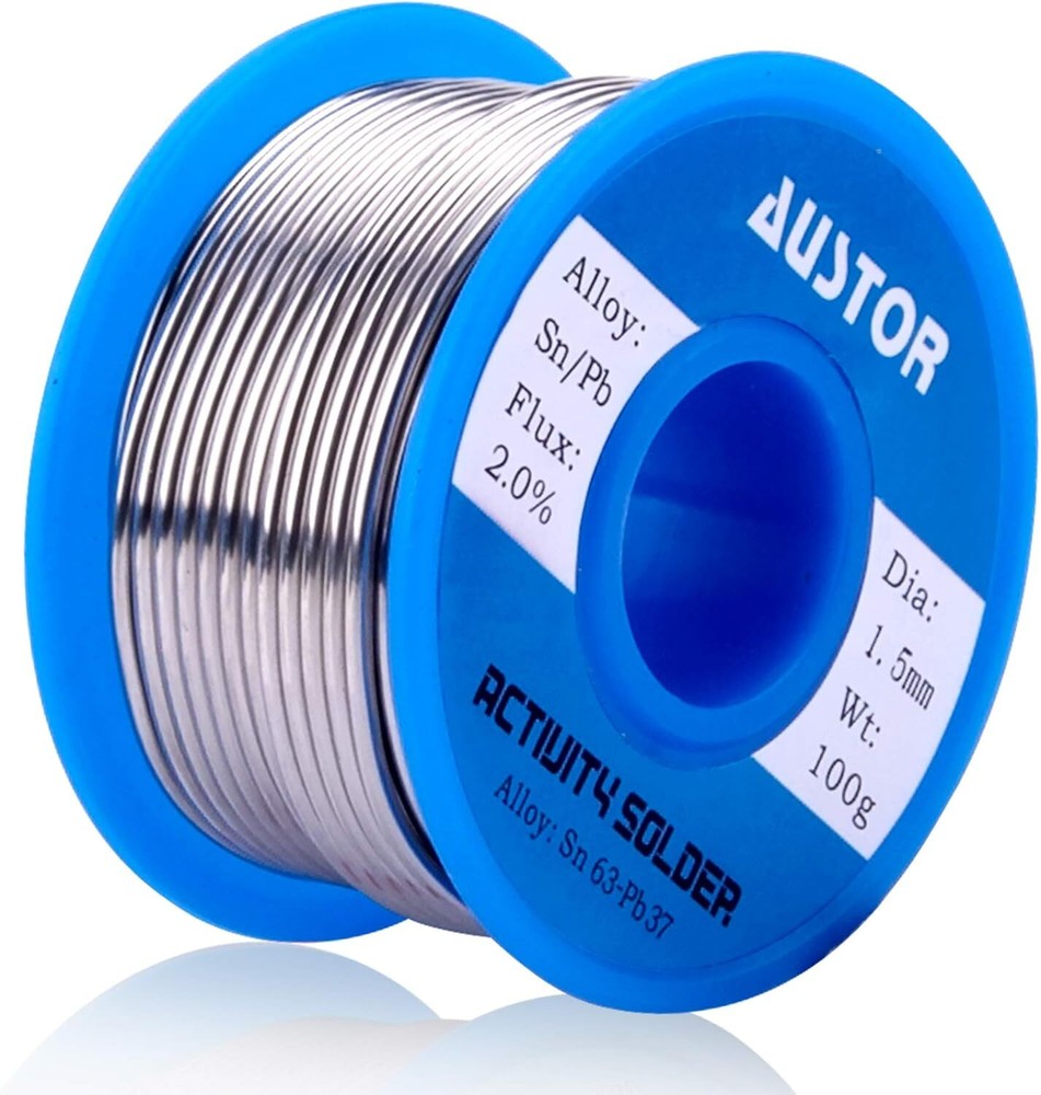 AUSTOR 63-37 Tin Lead Rosin Core Solder Wire for Electrical Soldering (1.5mm, 10