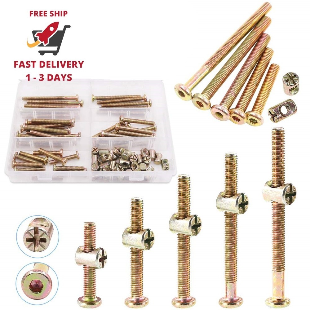 Kit surtido de 100 tornillos de cabeza hueca hexagonal galvanizados para muebles