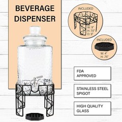 Kitchentoolz 2.5 Gallon Glass Beverage Dispenser Stainless Steel Spigot Metal