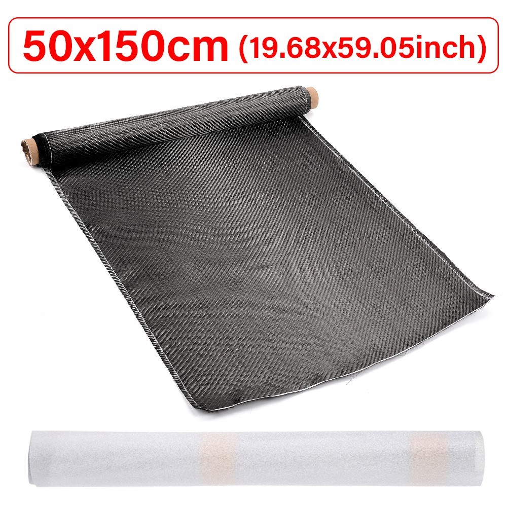 50 * 150CM Real Carbon Fiber Fabric Cloth Roll 3k 200gsm 2×2 Twill Weave Black