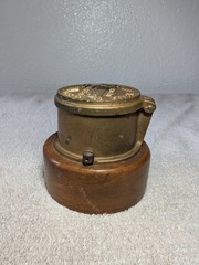 Antique Brass Neptune Meter Co. Trident Water Meter NEW YORK On Wood Base