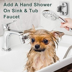 Sink Hose Shower Sprayer Attachment – Faucet Extension w/ c-silver-big panel